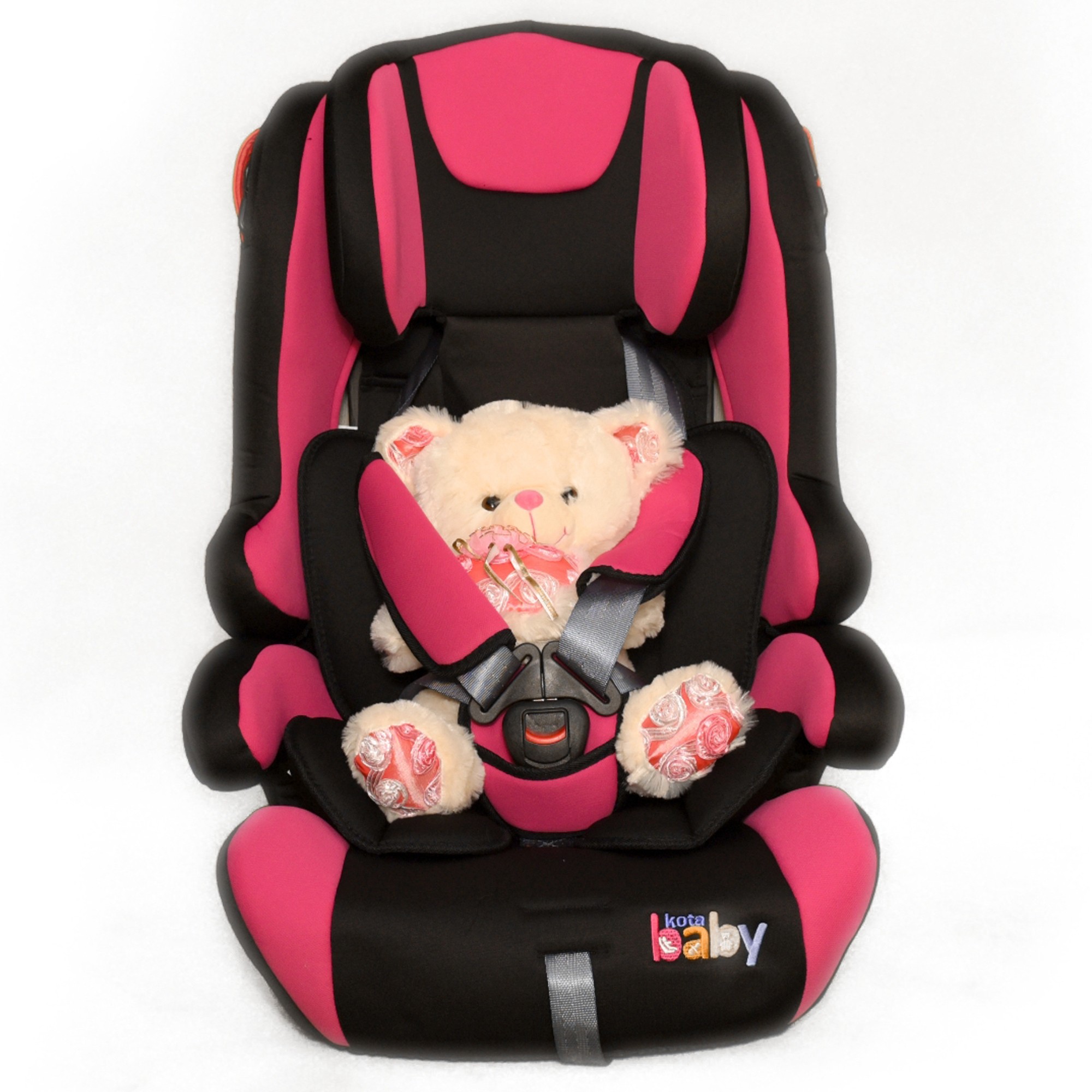 Scaun auto Kota Baby Extra Safe, Negru/Roz 9-36kg + Ursulet Plus 35cm Cadou