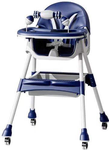 Scaun de masa 3 in 1 “Blue Candy by KOTA BABY “bebelusi si copii, multifunctional, pliabil, tavita detasabila, Albastru